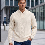 KZZ Men's Textured Cable-Knit Turtleneck Pullover