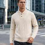 KZZ Men's Textured Cable-Knit Turtleneck Pullover