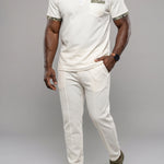 KZZ Men's Short-Sleeve Polo Shirt and Trousers Two-Piece Set