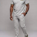 KZZ Men's Short-Sleeve Polo Shirt and Trousers Two-Piece Set