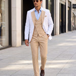 KZZ Men's single-button three-piece suit