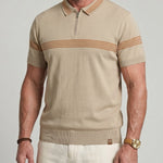KZZ Men's Striped Print Polo Shirt