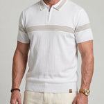 KZZ Men's Striped Print Polo Shirt
