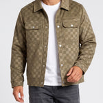 KZZ Men's fashionable plaid lapel suede jacket