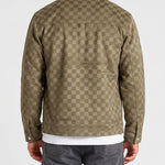 KZZ Men's fashionable plaid lapel suede jacket