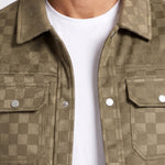 KZZ Men's fashionable plaid lapel suede jacket