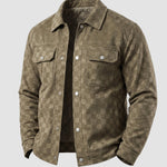KZZ Men's fashionable plaid lapel suede jacket