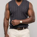 KZZ Men's V-neck sleeveless knit vest
