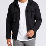 KZZ Men's Outdoor Casual Multi-Pocket Full-Zip Hooded Sweatshirt