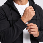 KZZ Men's Outdoor Casual Multi-Pocket Full-Zip Hooded Sweatshirt