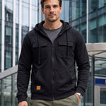 KZZ Men's Outdoor Casual Multi-Pocket Full-Zip Hooded Sweatshirt