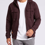 KZZ Men's Outdoor Casual Multi-Pocket Full-Zip Hooded Sweatshirt