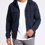 KZZ Men's Outdoor Casual Multi-Pocket Full-Zip Hooded Sweatshirt