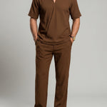 KZZ Men's casual V-neck short-sleeve top and casual trousers