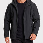 KZZ Men's slim-fit long-sleeved windproof zip-up hooded jacket