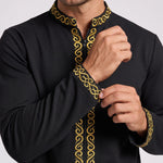 KZZ Men's ethnic style mini stand-up collar top and pants set
