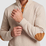 KZZ Men's Heavyweight Textured Patchwork Stand Collar Henry Sweatshirt Set