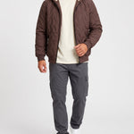 KZZ Men's basic slim-fit retro woven warm hooded jacket