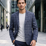 KZZ Men's single-breasted, two-button suit jacket