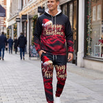 KZZ Men's 3D-Embroidered Hoodie Set