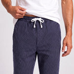 KZZ Men's striped straight-leg trousers