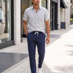 KZZ Men's striped straight-leg trousers