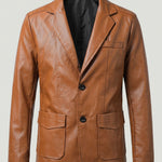 KZZ Men's Plus-Size Black Double-Breasted Suit Jacket