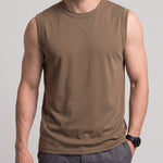 KZZ Men's long-length sleeveless crew-neck top