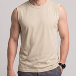 KZZ Men's long-length sleeveless crew-neck top