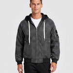 KZZ Men's Spring Hooded Zip-Up Jacket