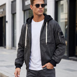 KZZ Men's Spring Hooded Zip-Up Jacket