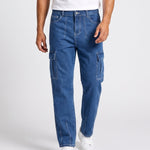 KZZ Men's Fashionable Wide-Leg Jeans