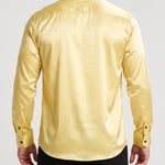 KZZ Men's shiny metallic sequin long-sleeved button shirt