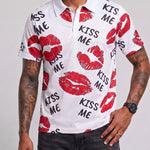 KZZ Men's Slim-Fit Short-Sleeve Polo Shirt with Unique Print