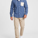 KZZ Men's color-blocked striped shirt jacket