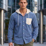 KZZ Men's color-blocked striped shirt jacket
