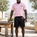 KZZ Men's Printed Short-Sleeve T-Shirt and Shorts Set