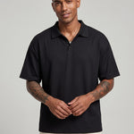 KZZ Men's Waffle-Knit Polo Shirt