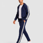 KZZ Men's Spring Hooded Half-Zip Long-Sleeve Top and Straight-Leg Pants