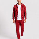 KZZ Men's Spring Hooded Half-Zip Long-Sleeve Top and Straight-Leg Pants