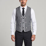 KZZ Men's V-neck double-breasted casual vest