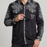 KZZ Men's Vintage Western Long-Sleeve Shirt