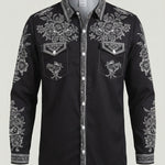 KZZ Men's Vintage Western Long-Sleeve Shirt