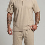 KZZ Casual slim-fit polo shirt and drawstring shorts