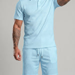 KZZ Casual slim-fit polo shirt and drawstring shorts