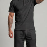 KZZ Casual slim-fit polo shirt and drawstring shorts