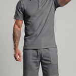 KZZ Casual slim-fit polo shirt and drawstring shorts