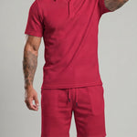 KZZ Casual slim-fit polo shirt and drawstring shorts