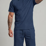 KZZ Casual slim-fit polo shirt and drawstring shorts