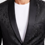 KZZ Men's Slim Fit Printed Suit Jacket